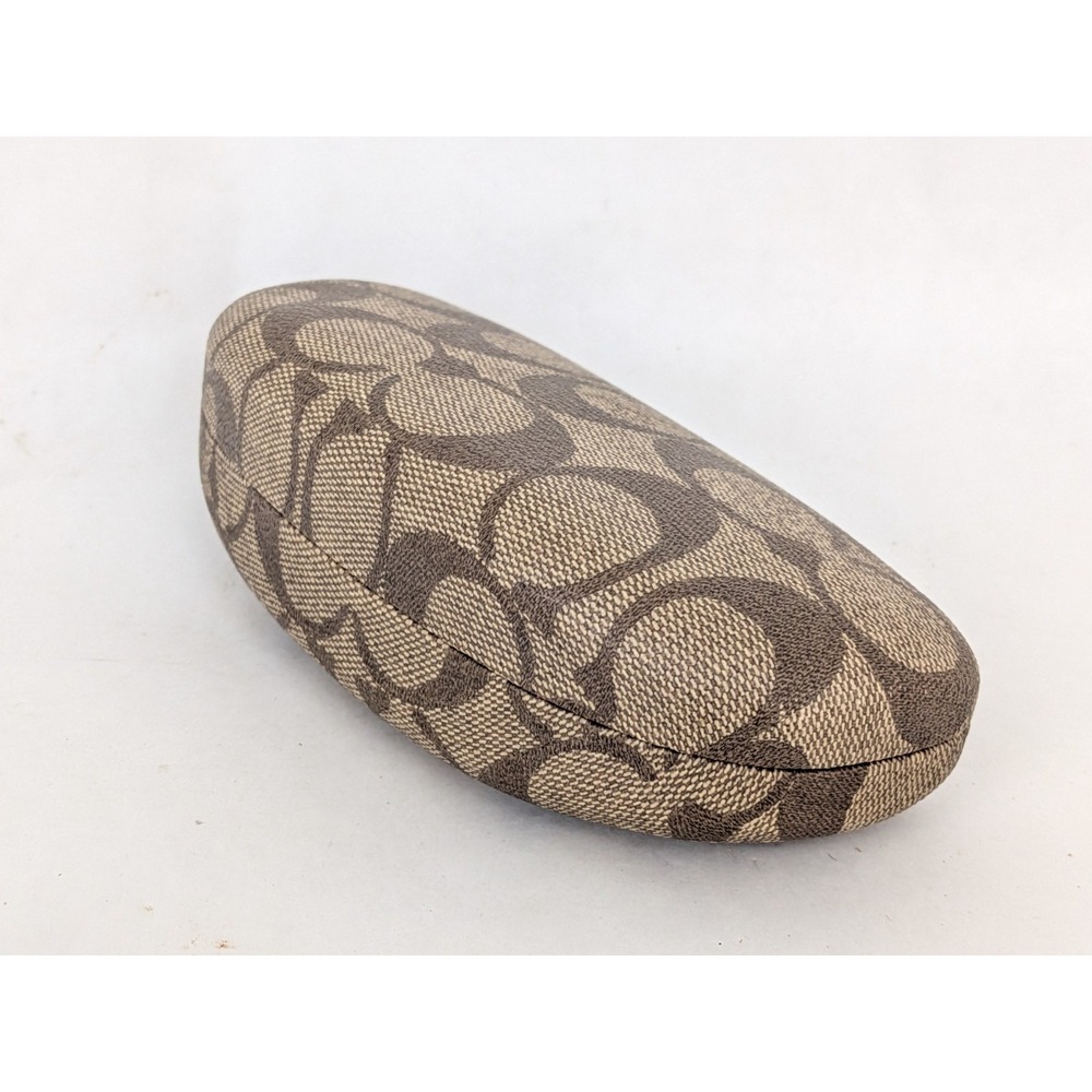 Coach Eyeglass Sunglasses Case Classic Logo Monogram Hard Clamshell Brown - Picture 3 of 4